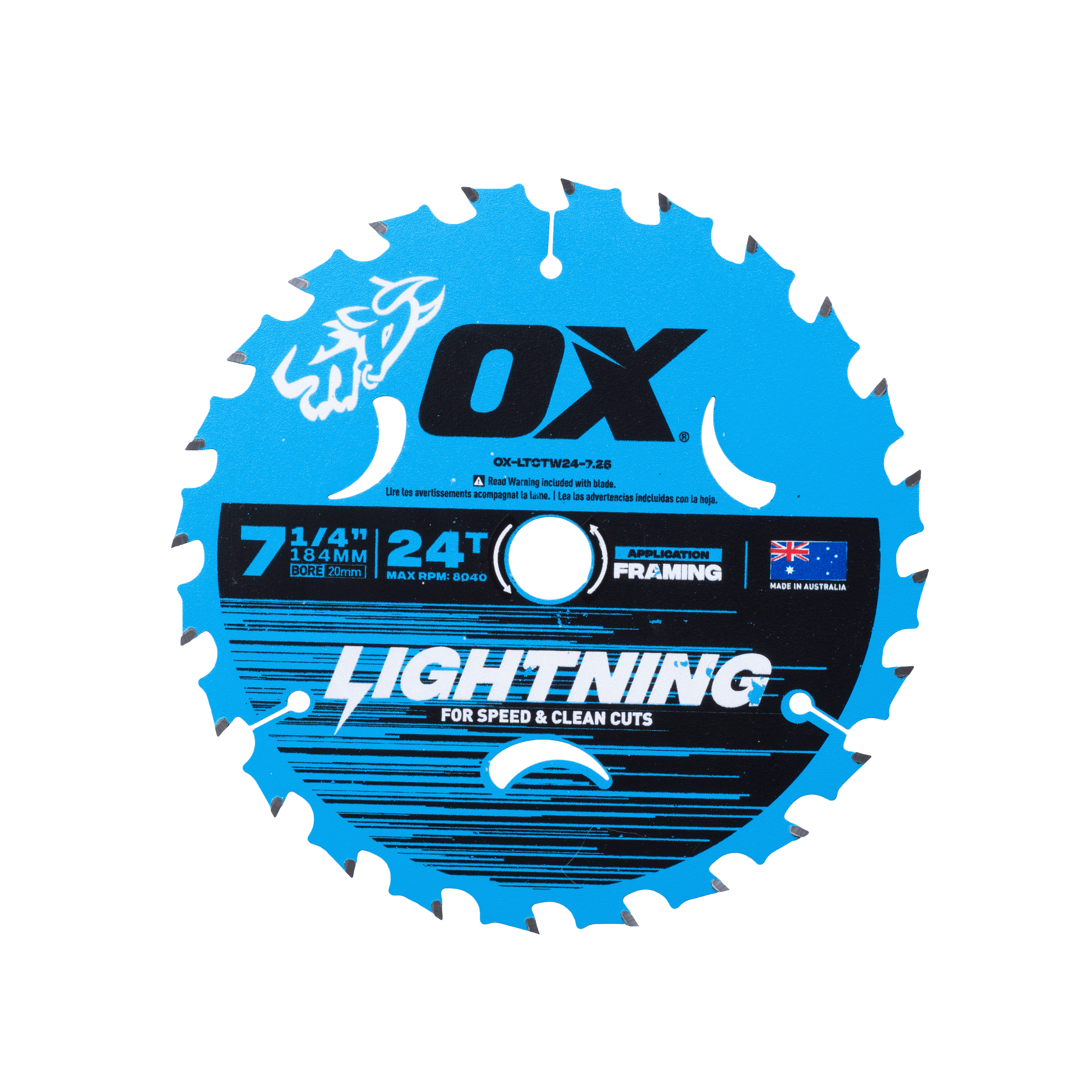 OX Pro Lightning 184mm Circular Saw Blade | 24T - Bulk