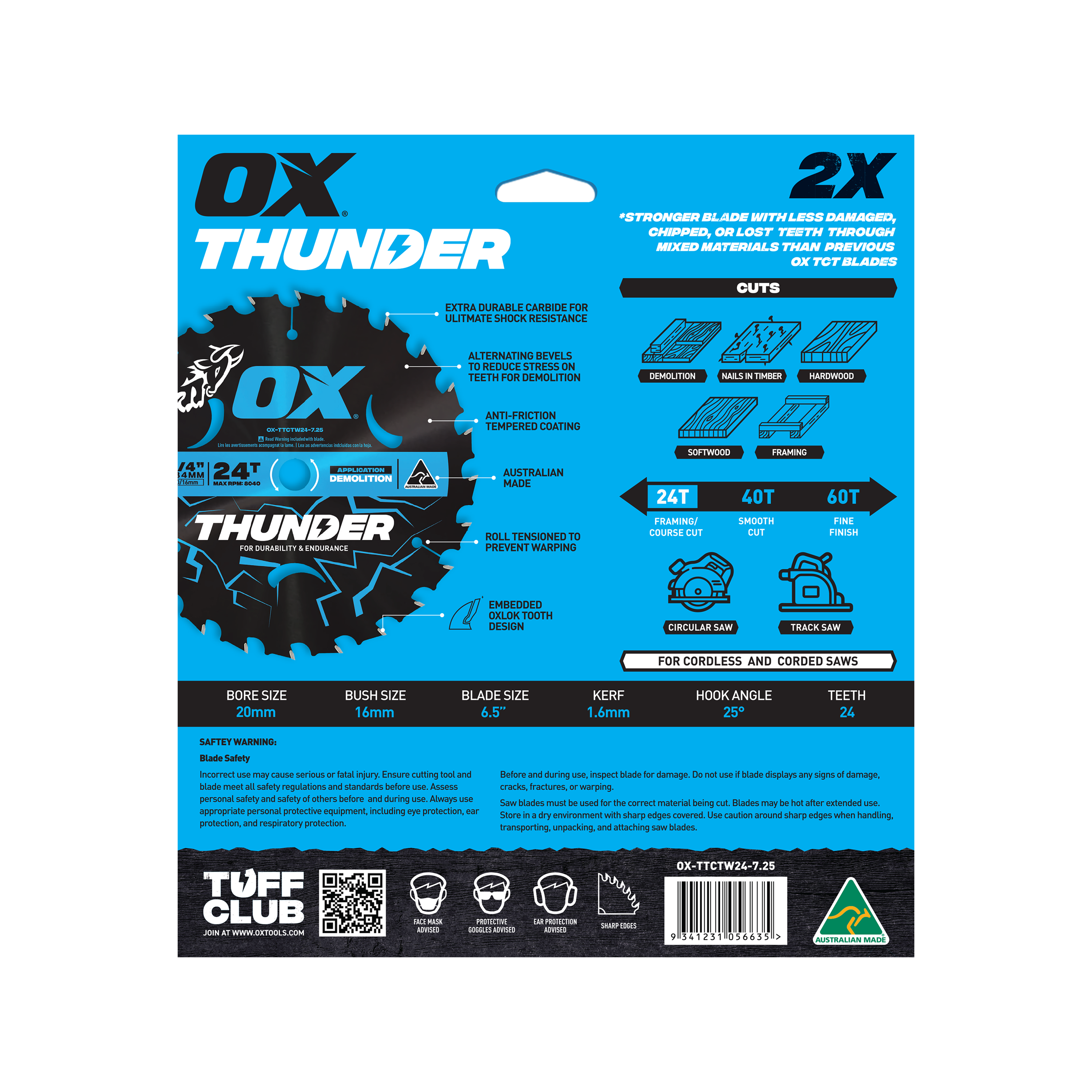OX Pro Thunder 184mm Circular Saw Blade | 24T
