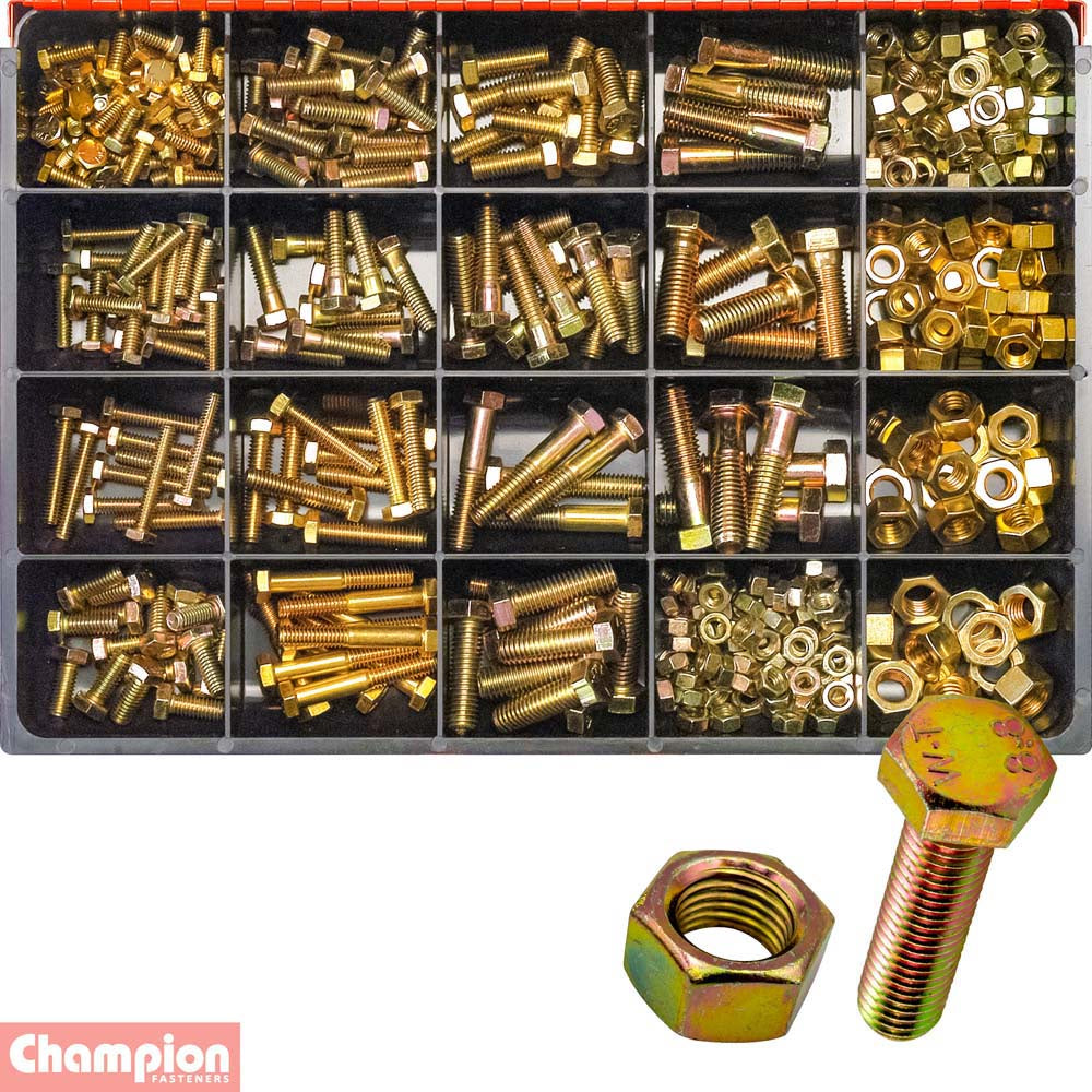 Champion Master Kit 370pc UNC Bolt, Set Screw & Nut Asst