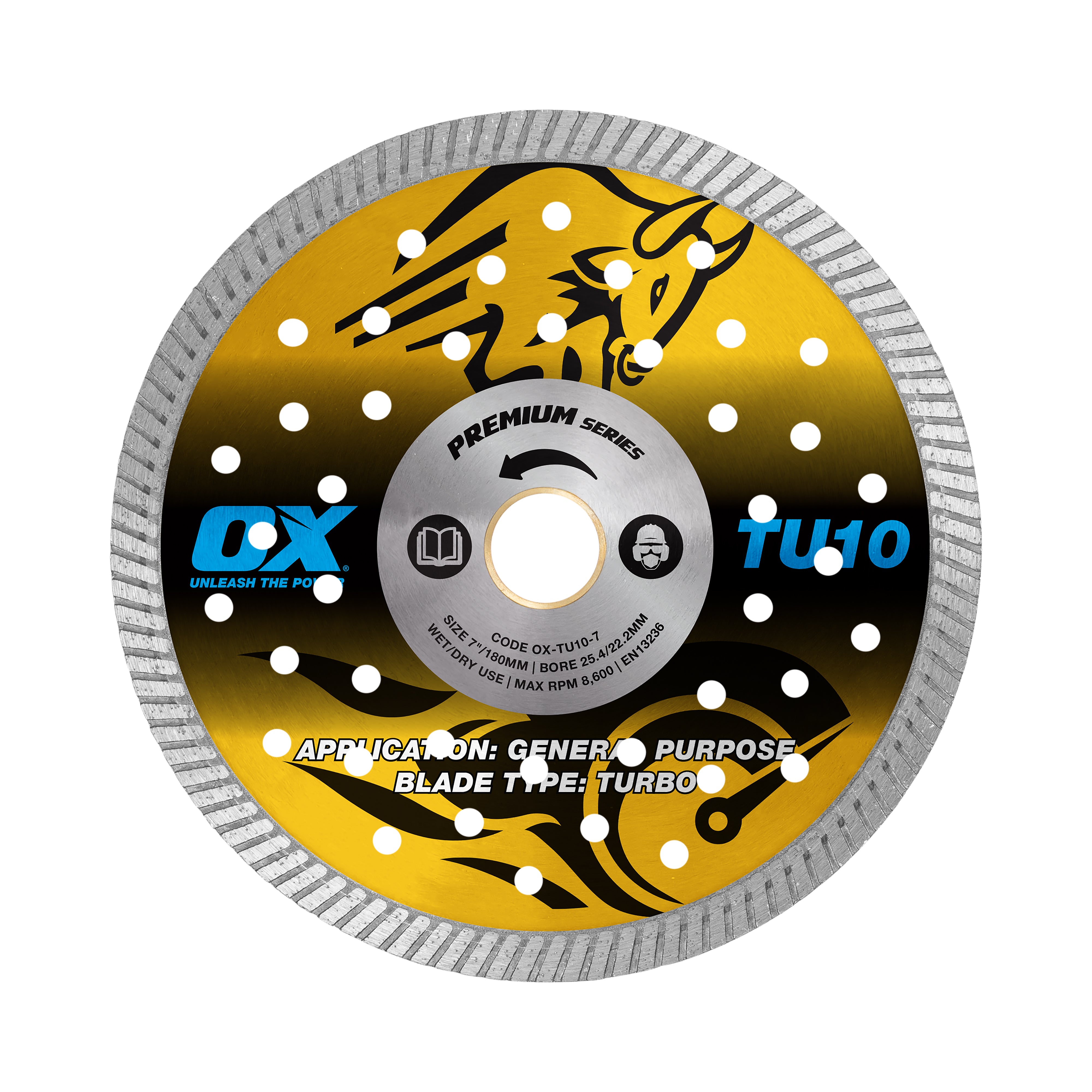 Trade Turbo Universal/Hard Diamond Blade | Diameter: 7" / 180mm | Bore: DM-7/8" - 5/8" / 22mm - 15mm
