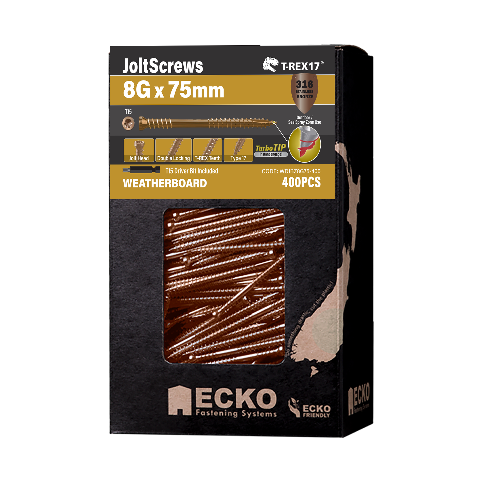 Ecko Joltscrew 8G X 75Mm Stainless Steel Bronze 316 Star Drive T15 (600 Box)