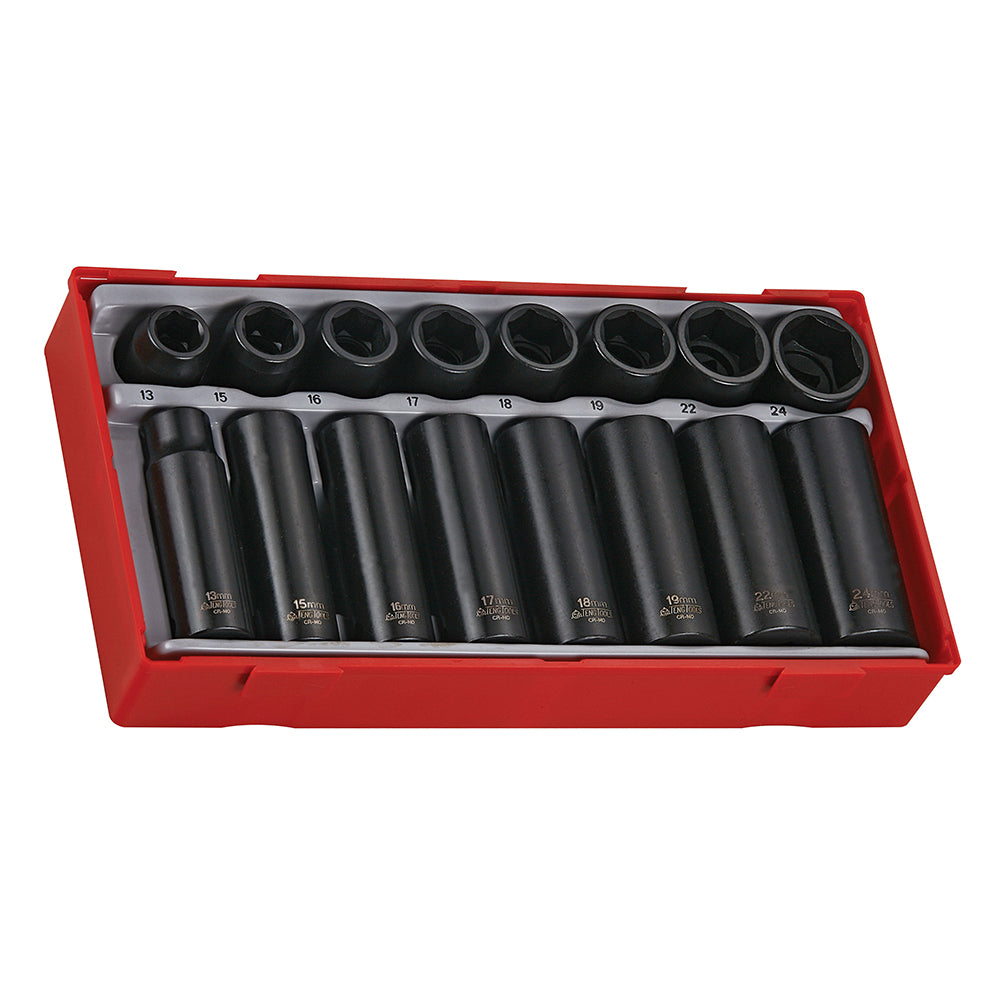 Teng 16Pc 1/2In Dr. Mm Reg/Deep Imp Skt Set - Tc-Tray
