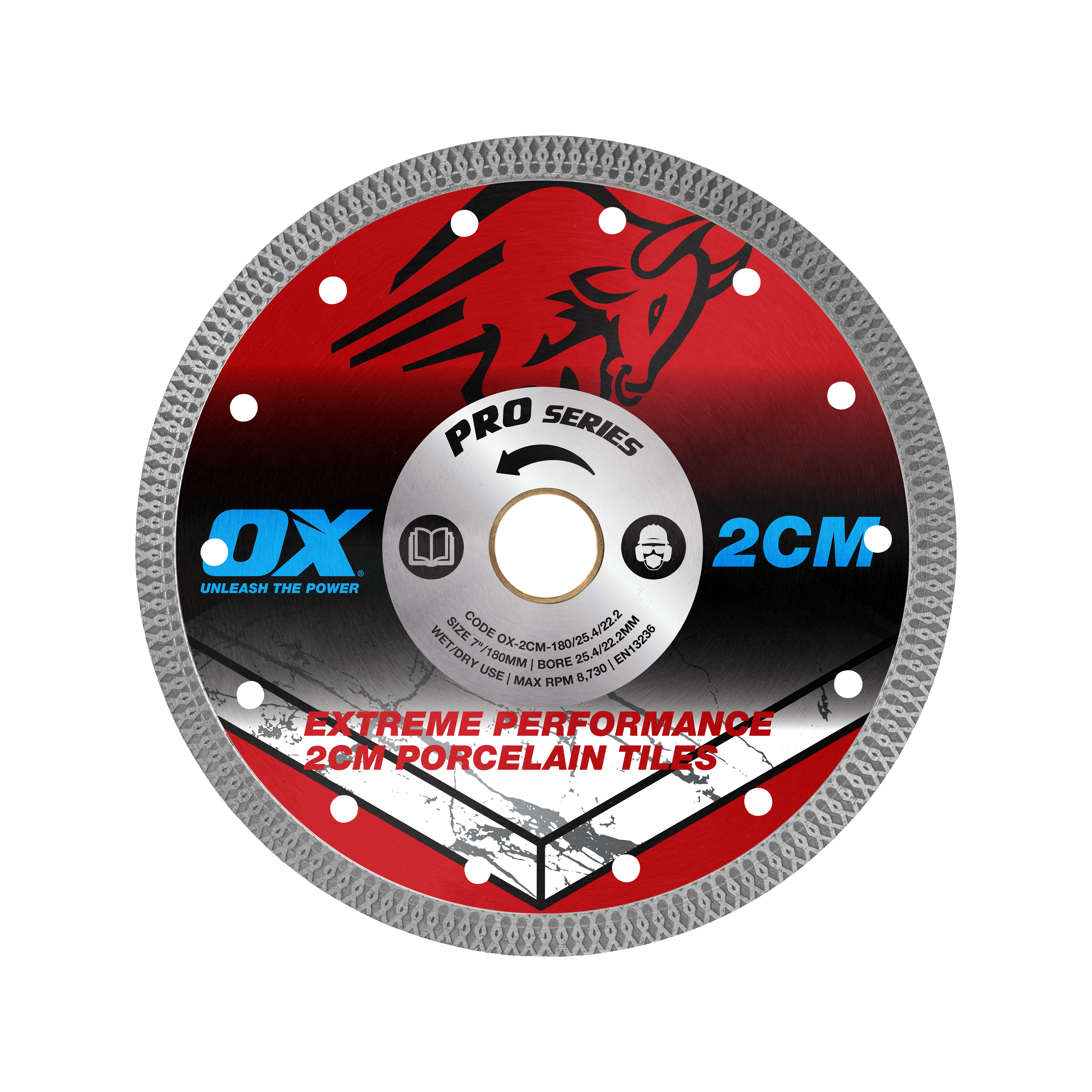 OX Pro 2CM Porcelain Cutting Blade - 180/25.4/22.23mm