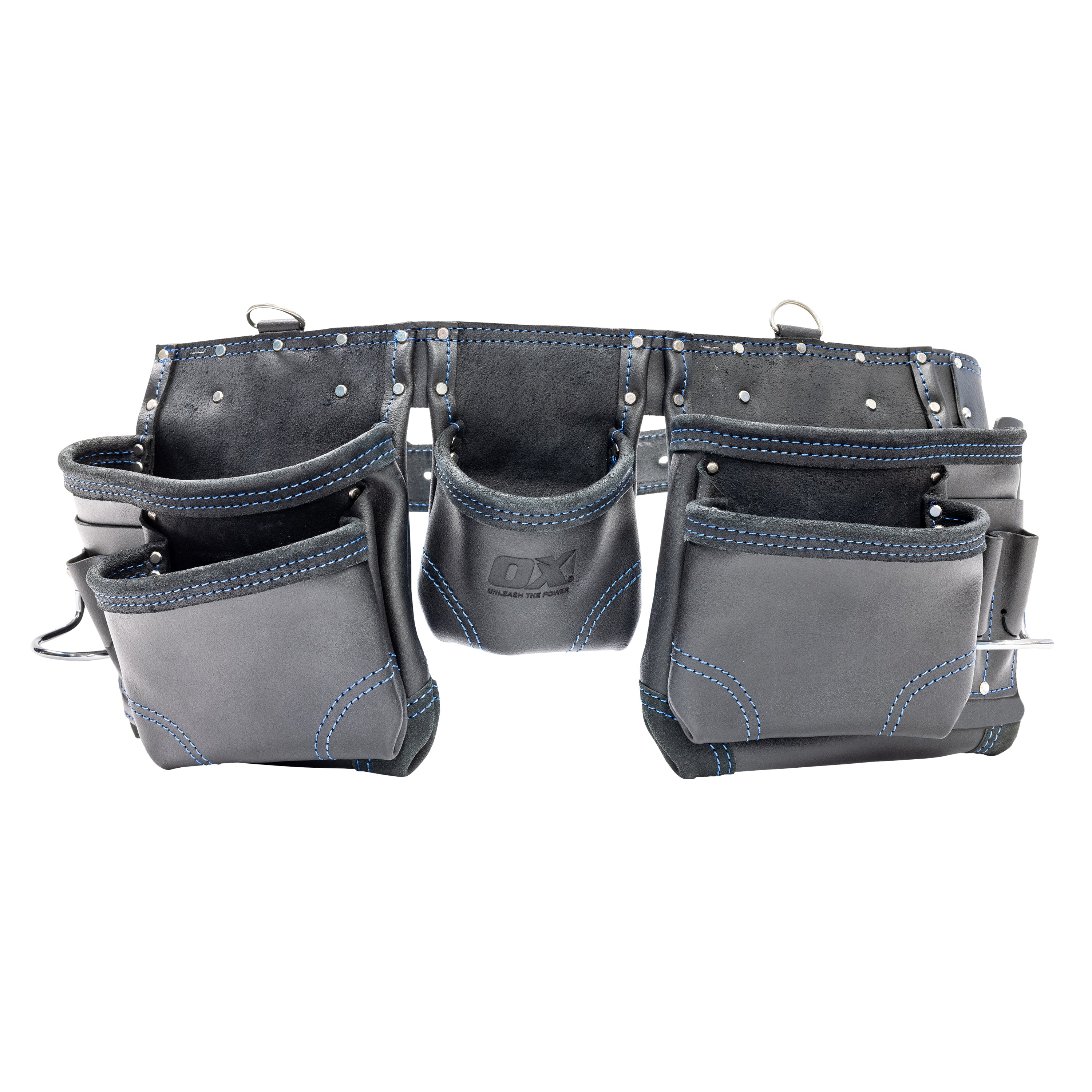 OX Trade Black Leather 12 Pocket Construction Apron