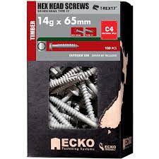 Ecko Hex Head Screws 14G X 65Mm Galvanised Class 4 (100 Box)