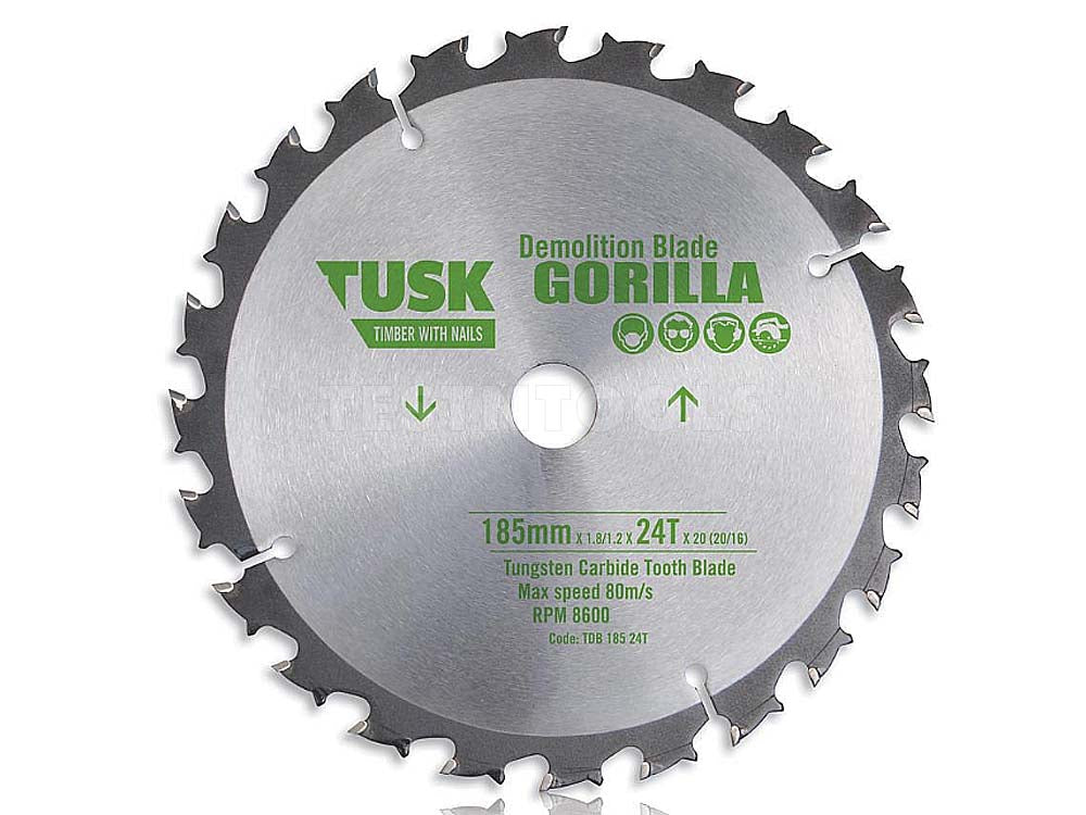 Tusk Tct Demolition Blades 185 X 1.8/1.2 X 24T X 20(20/16)