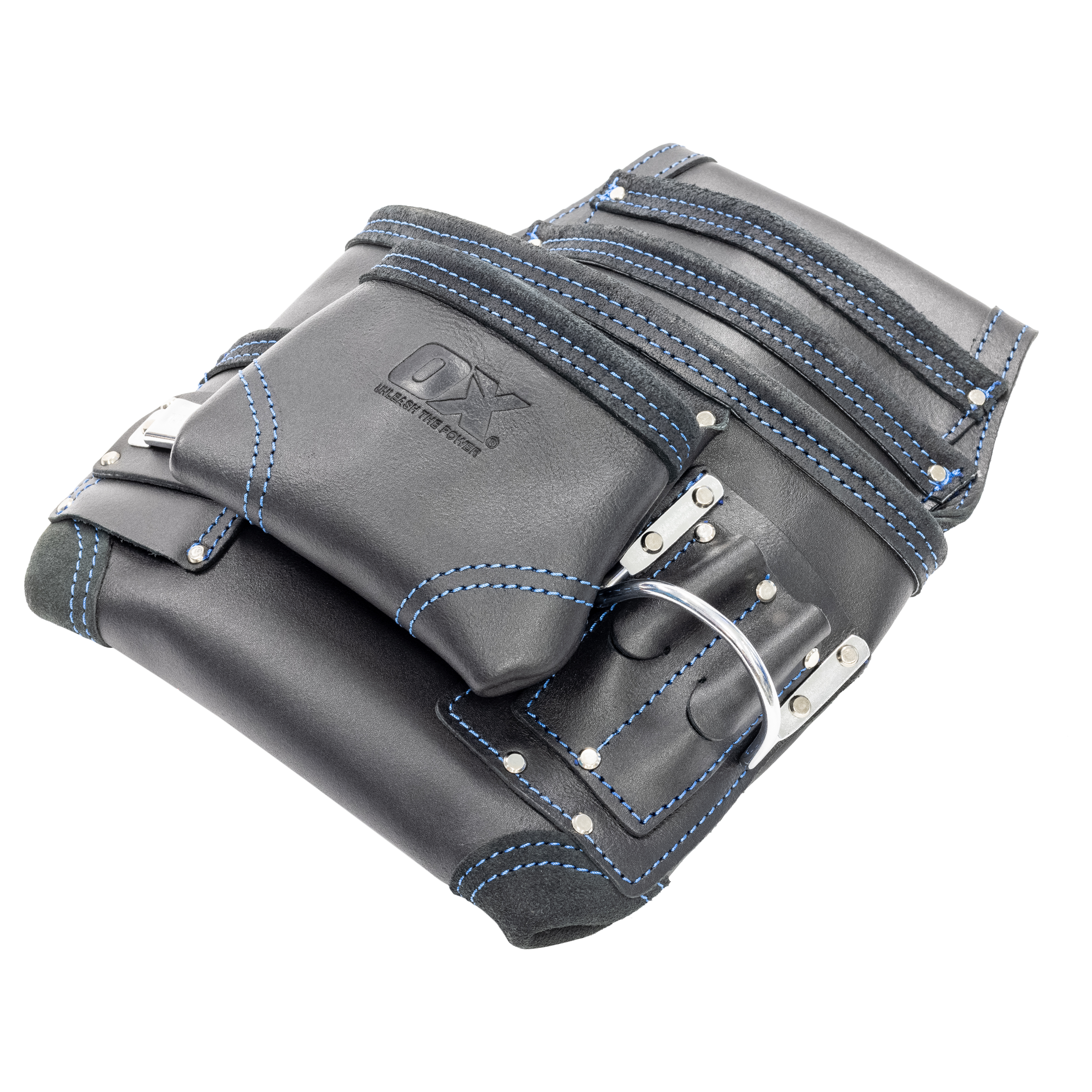 OX Trade Black Leather 8 Pocket Tool Pouch