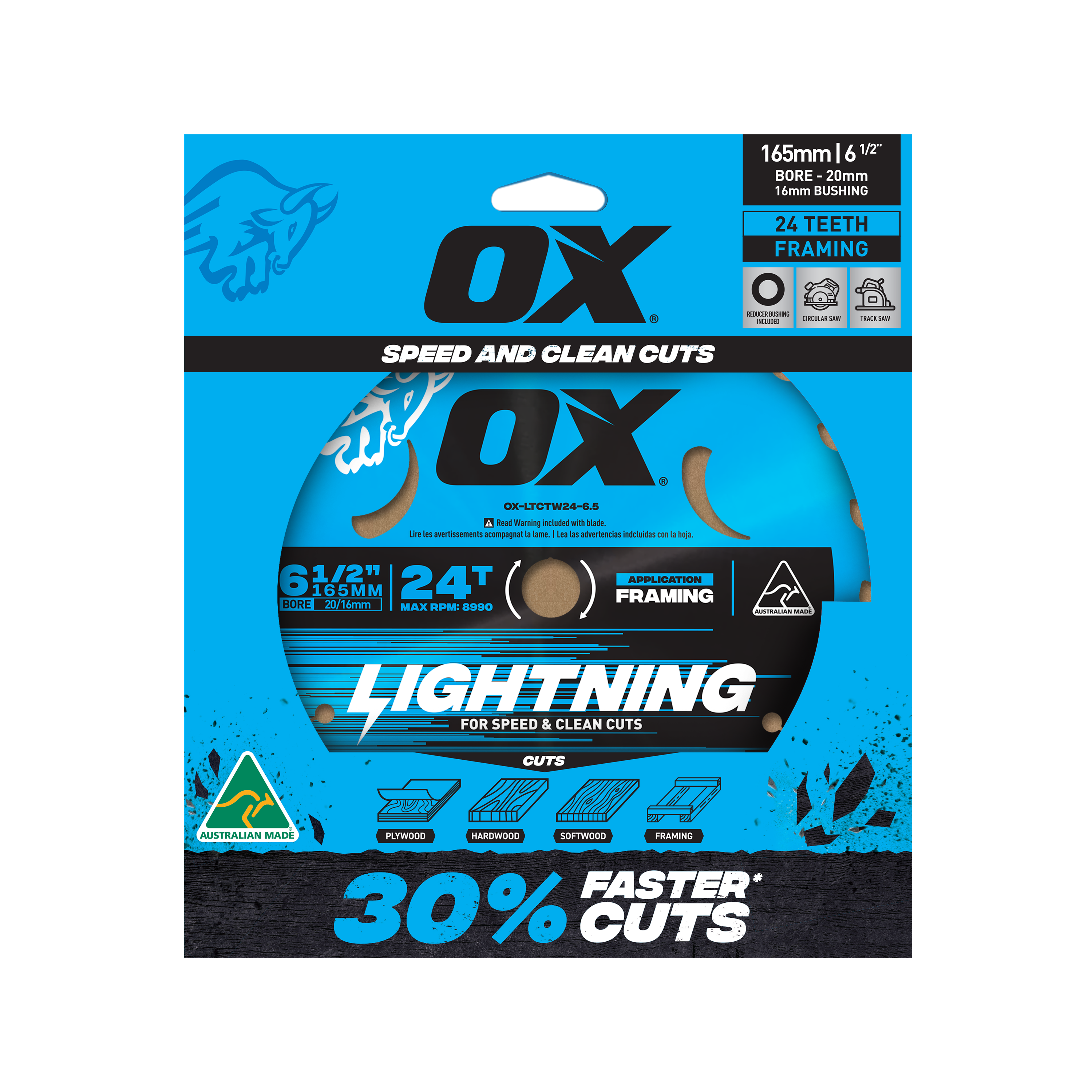 OX Pro Lightning 165mm Circular Saw Blade | 24T