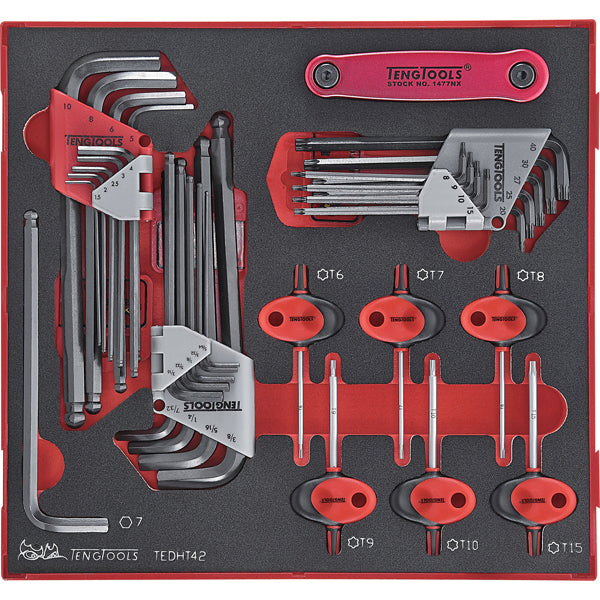 Teng 42Pc Mm/Af Hex & Tx Ball-End Key Set - Ted-Tray