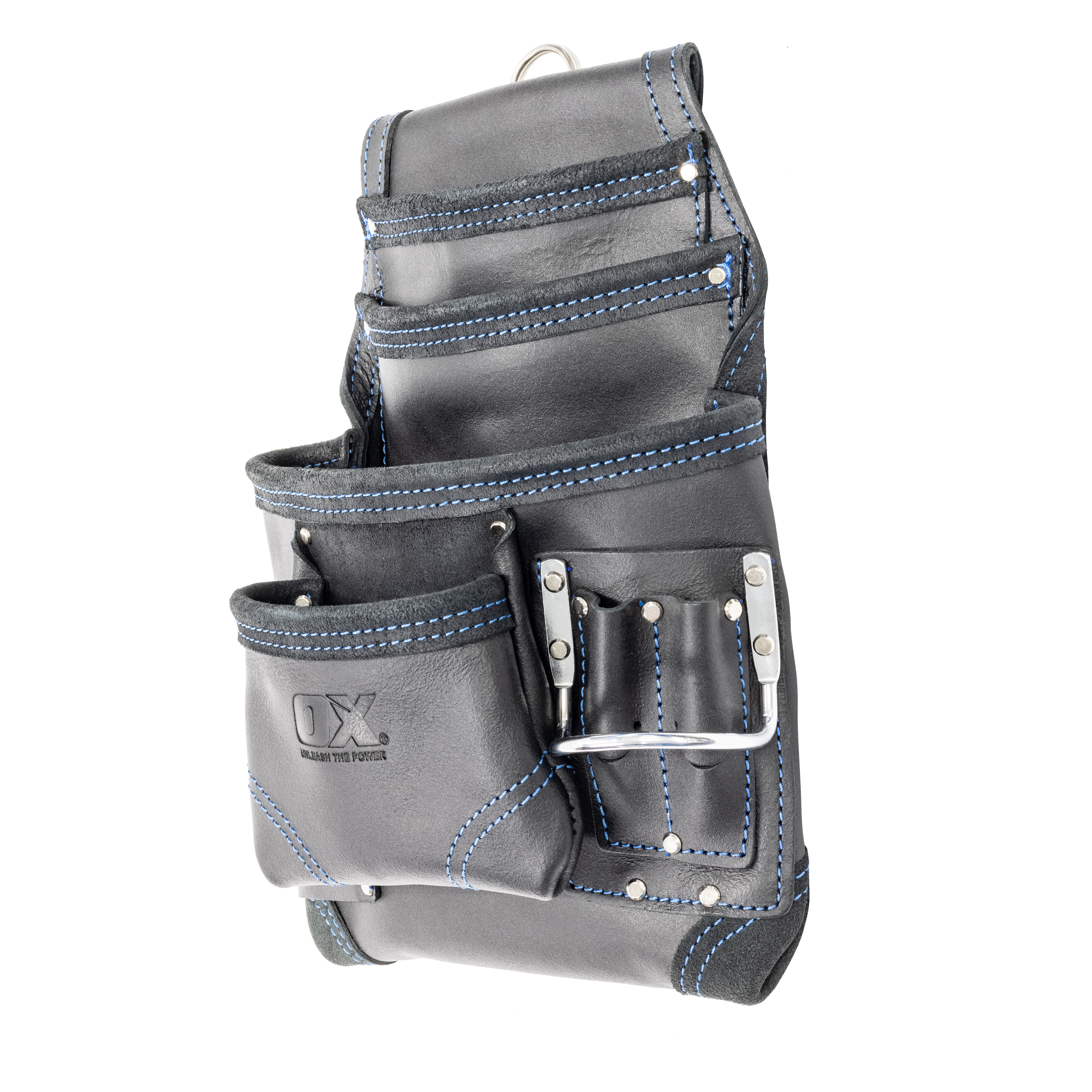 OX Trade Black Leather 8 Pocket Tool Pouch
