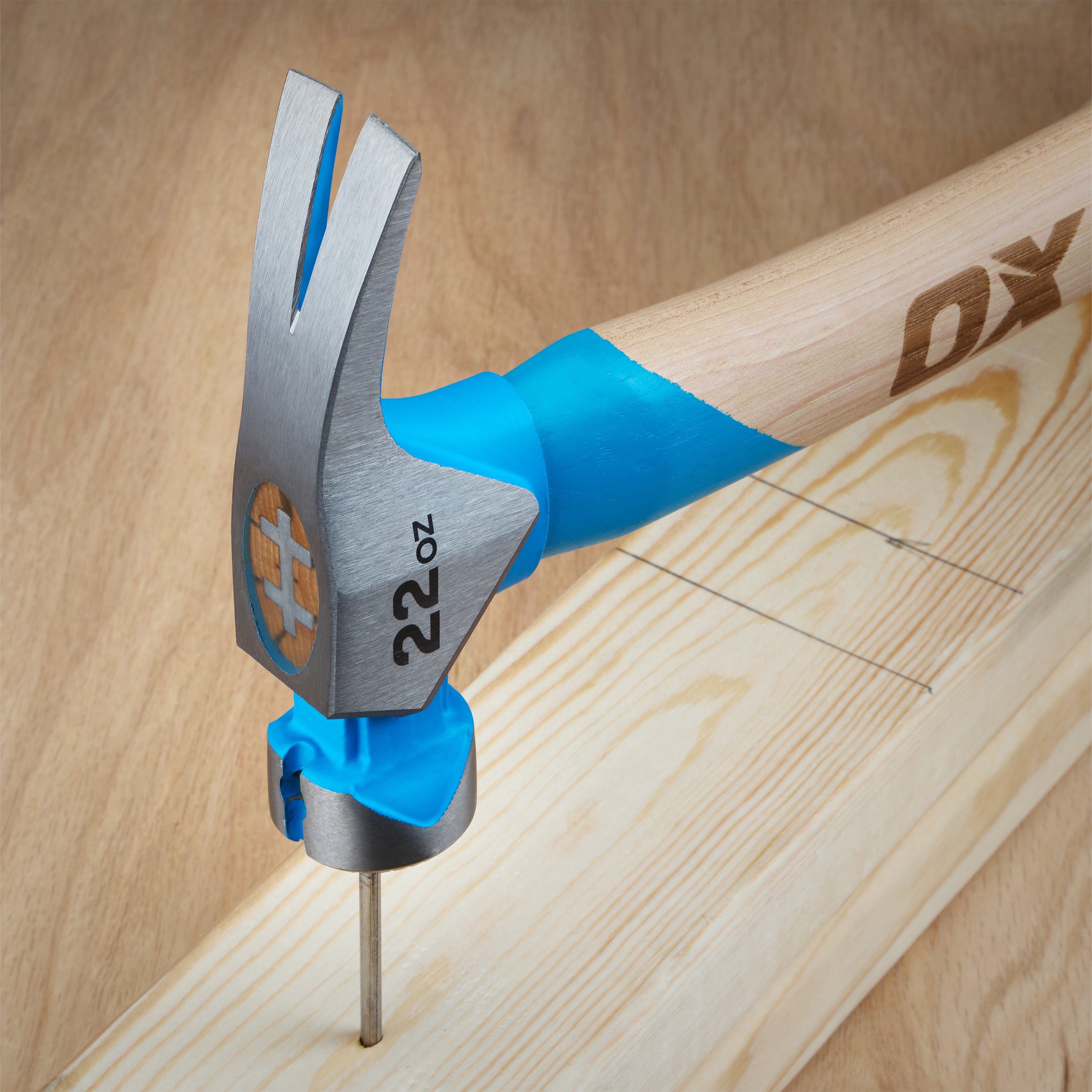 Pro 22-Ounce Milled Face Framing Hammer | Straight Hickory Handle w/ TPR Grip