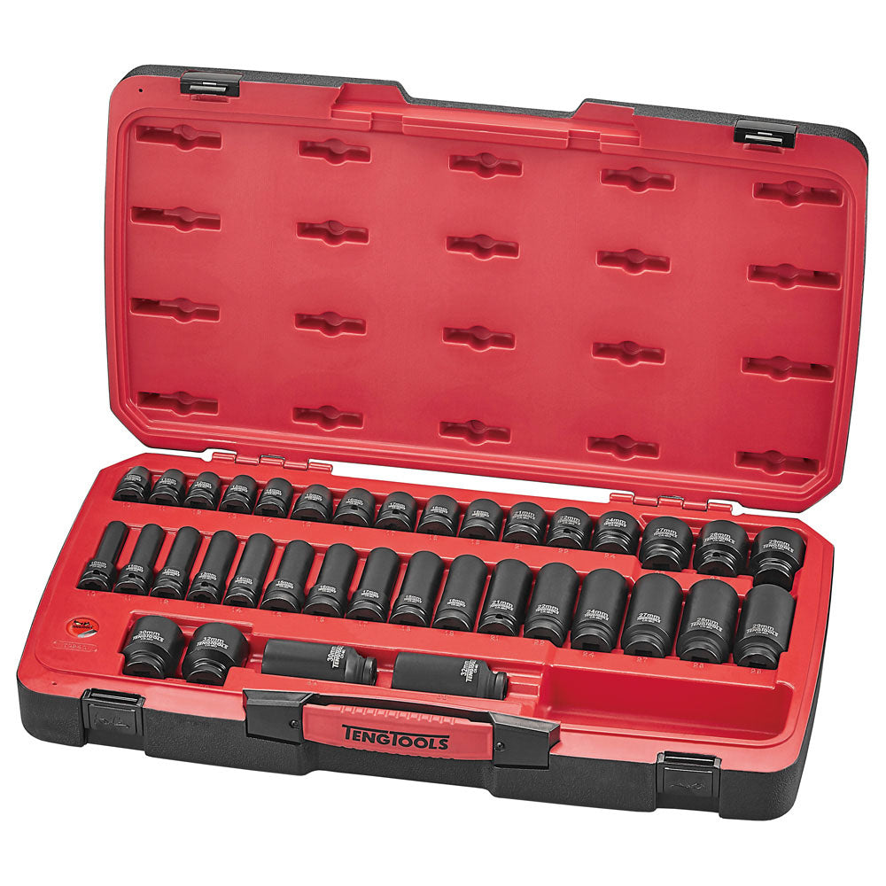 Teng 40Pc 1/2In Dr. Mm Reg. Impact Socket Set 6-Pnt