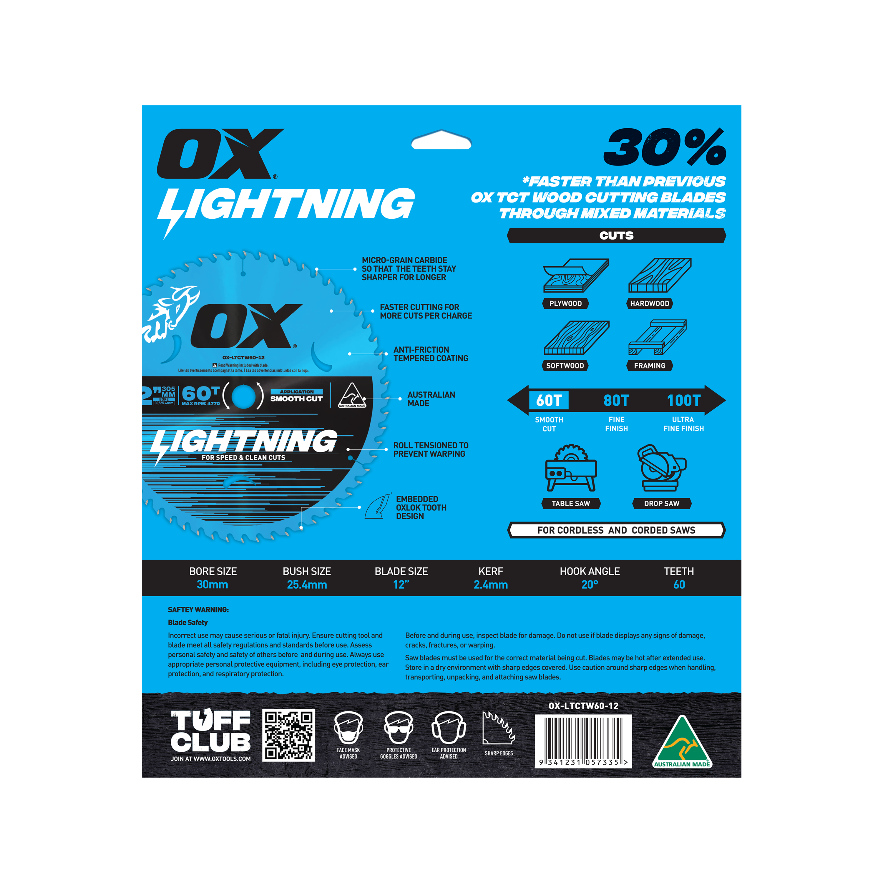 OX Pro Lightning 305mm Circular Saw Blade | 60T