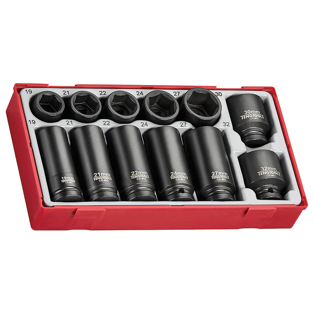 Teng 12Pc 1/2In Dr. Impact Socket Set - Tc-Tray