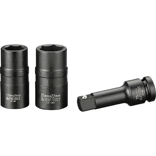 Teng 3Pc 1/2In Dr. Wheel Nut Skt Set 17X19&21X22Mm