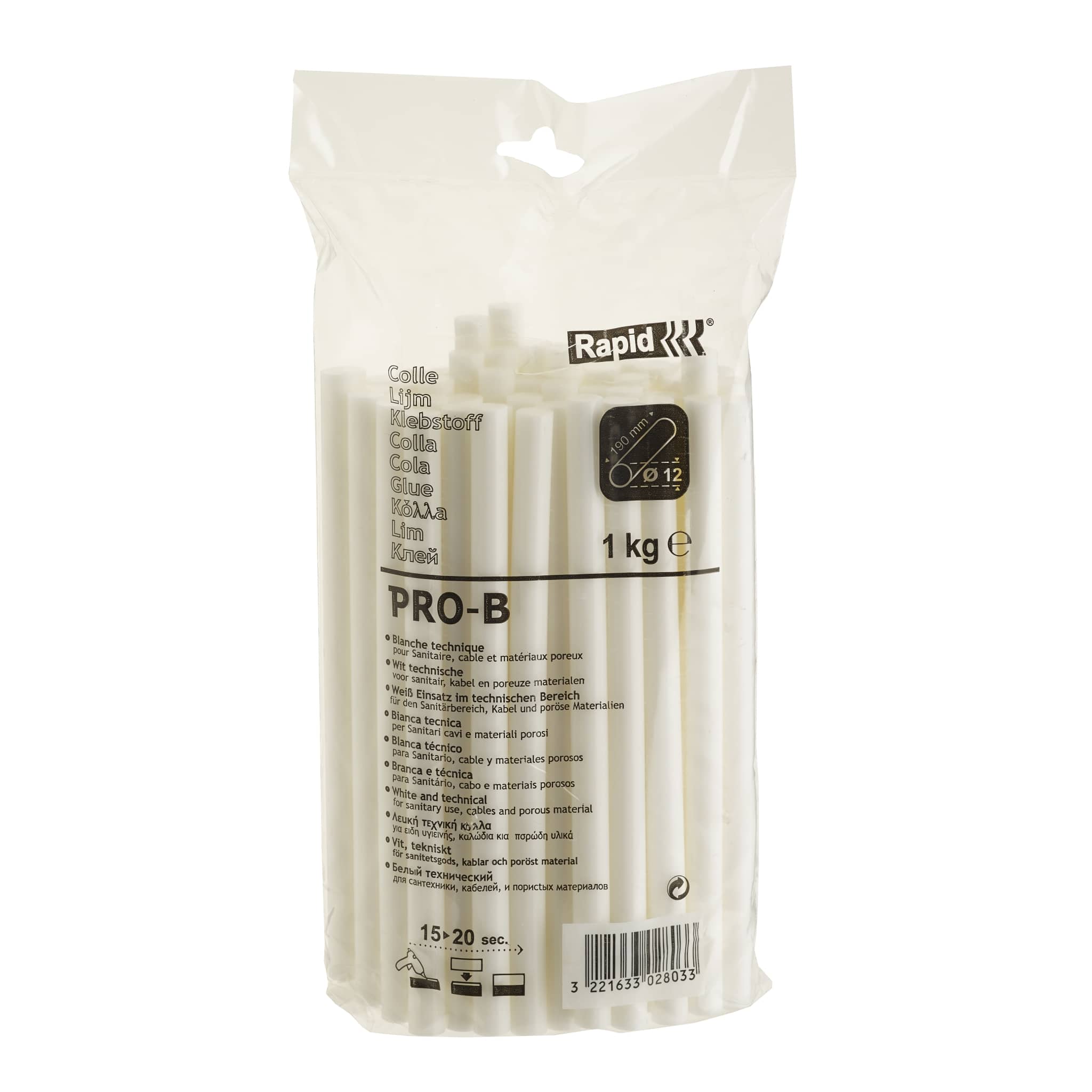 Rapid Glue Sticks PRO-B White 12mm x 190mm 1kg