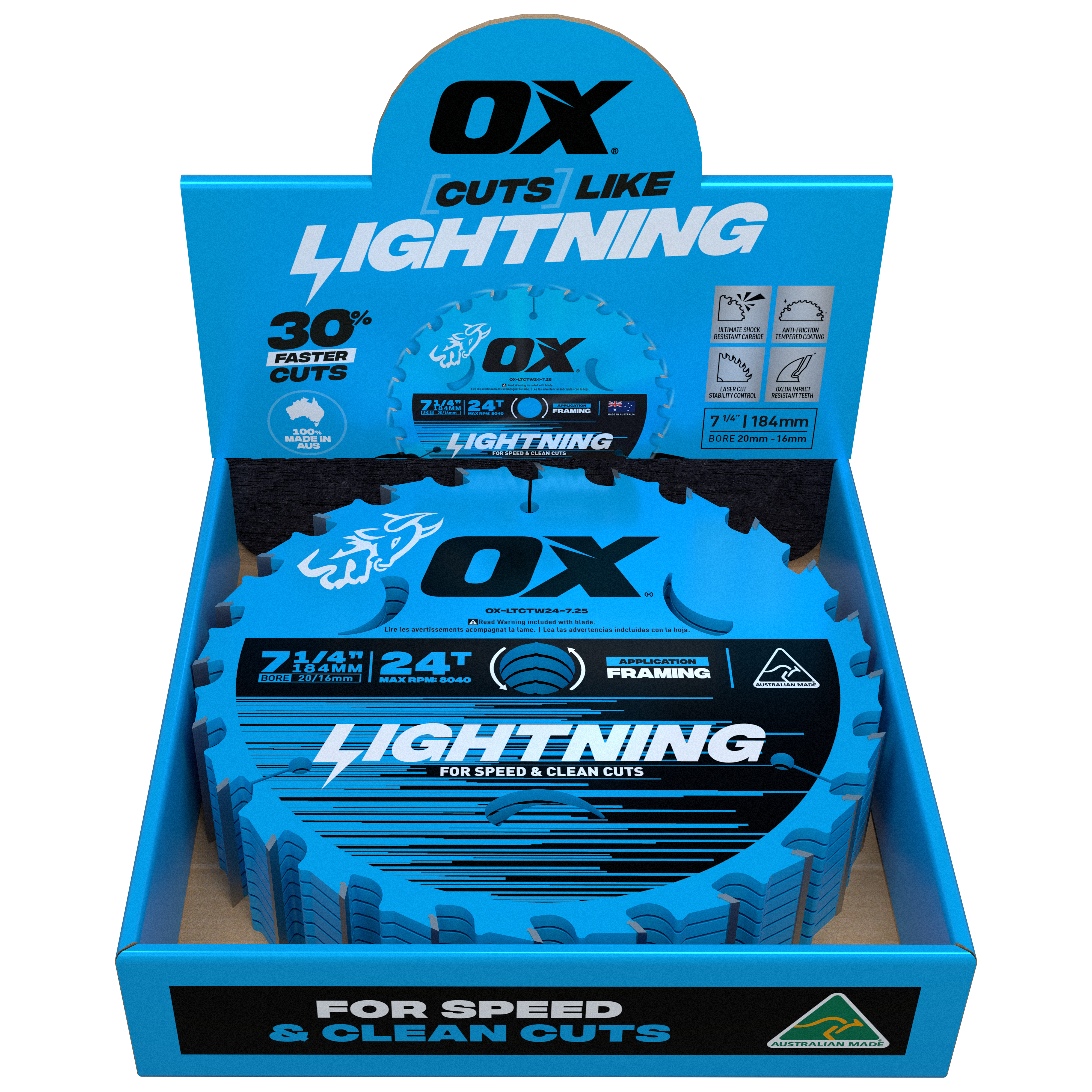 OX Pro Lightning 184mm Circular Saw Blade | 24T - Bulk