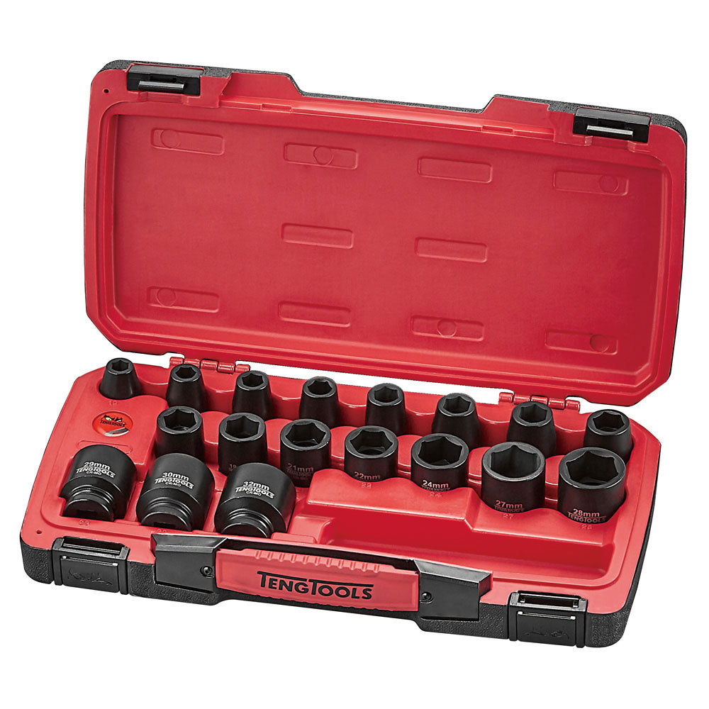Teng 22Pc 1/2In Dr. Mm Reg. Impact Socket Set 6-Pnt