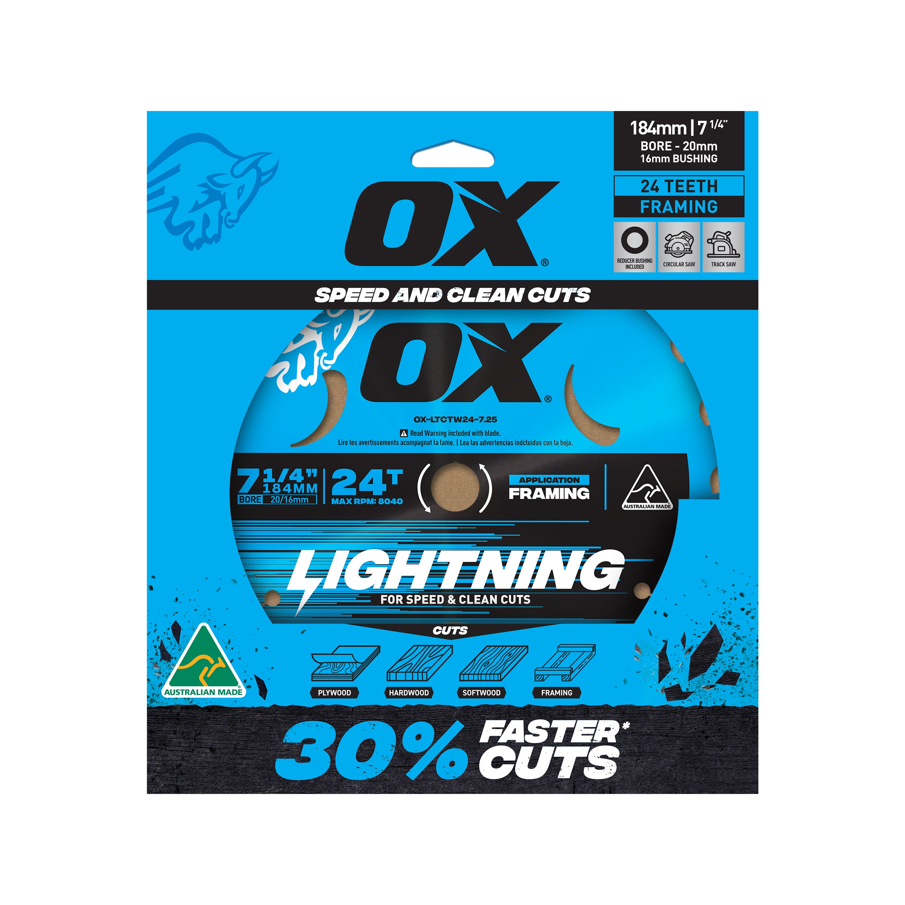 OX Pro Lightning 184mm Circular Saw Blade | 24T