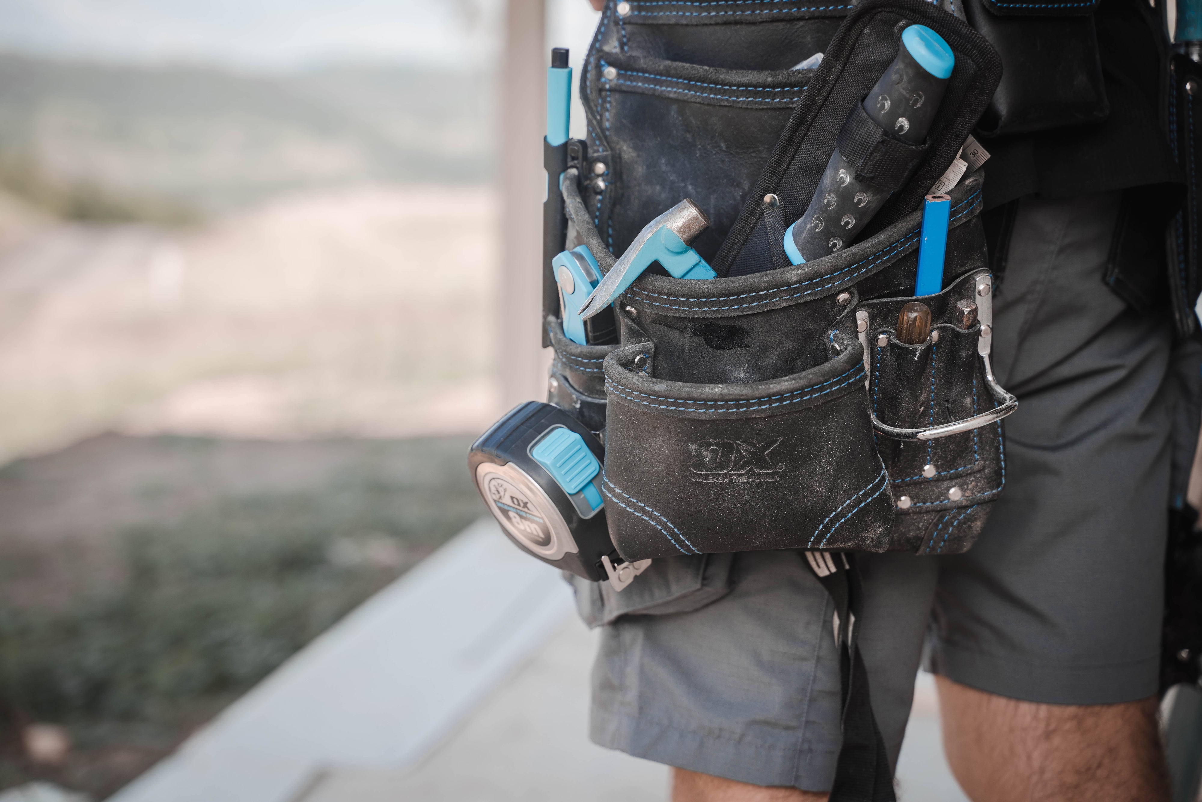 OX Trade Black Leather 8 Pocket Tool Pouch