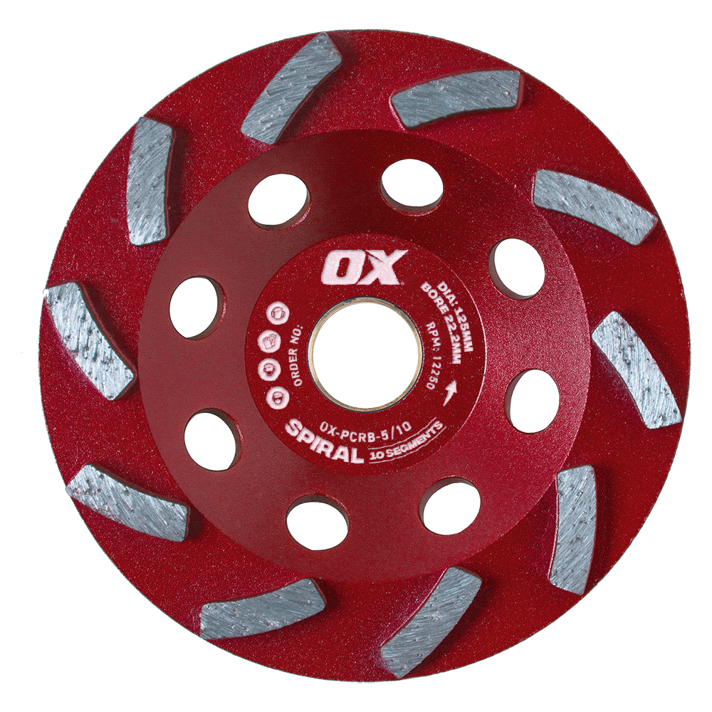 OX Pro 5" Spiral Segment Cup Wheel - 10 Segments | 22.2mm Bore
