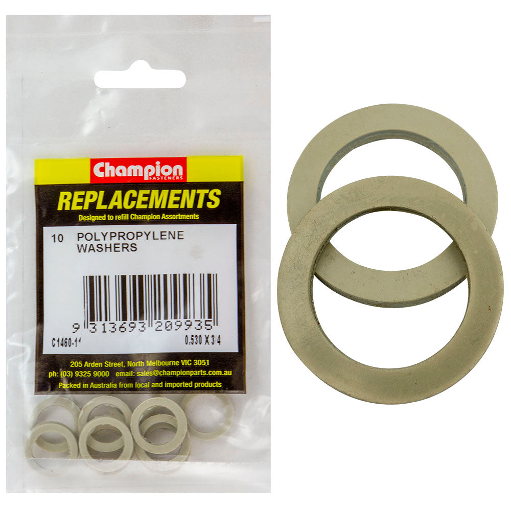 Champion 7/32 (0.530) X3/4 X3/32In Polypropylene Washer-10Pk