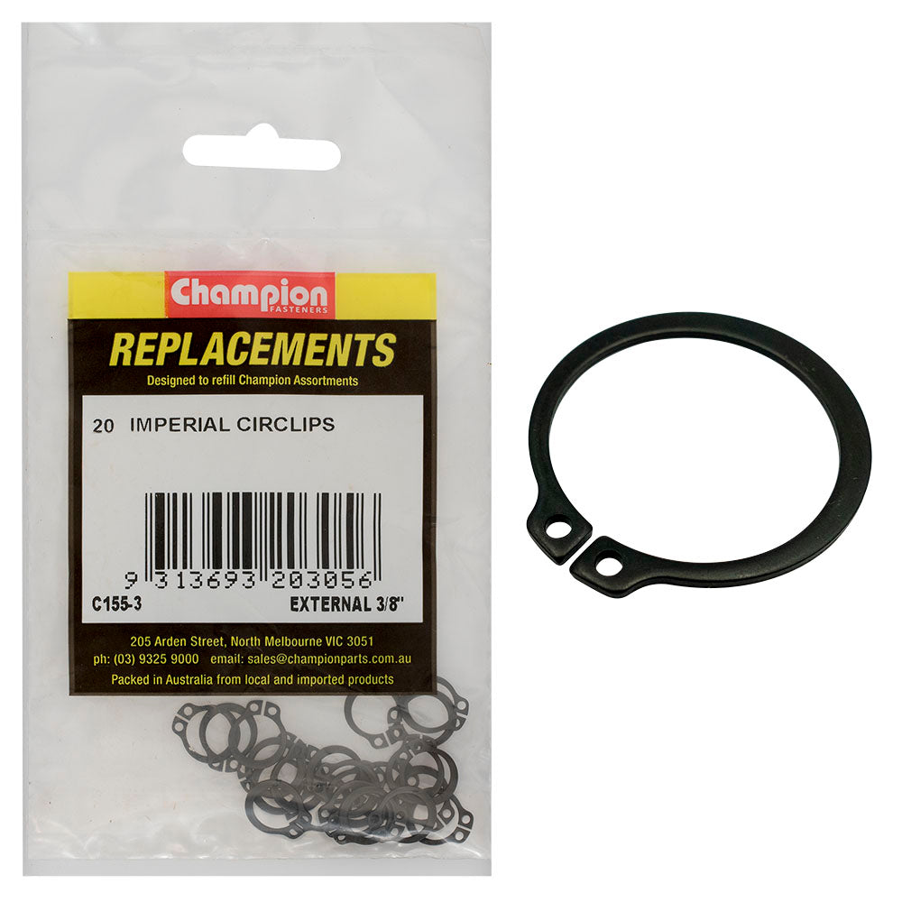 Champion 3/8In External Circlip -20Pk