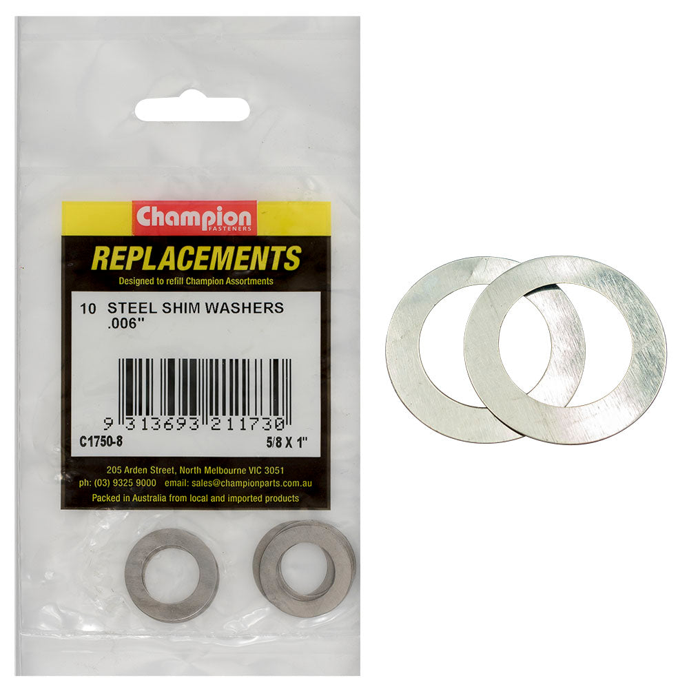 Champion 5/8In X 1In X .006In Shim Washer -10Pk