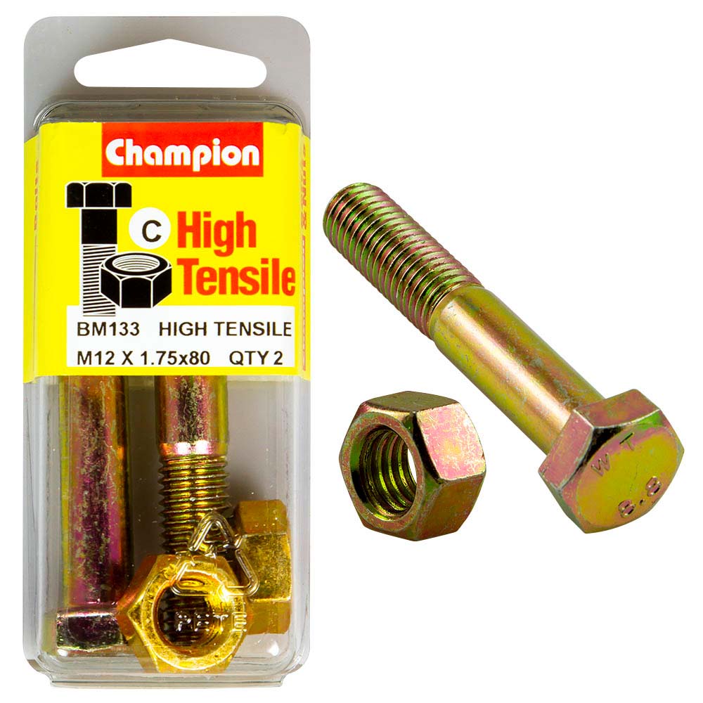 Champion 12 X 80 Bolt And Nut (C) - Gr8.8