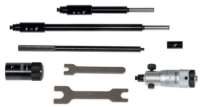 Mitutoyo Inside Micrometer Set 2-8" Interchangeable Rod Type