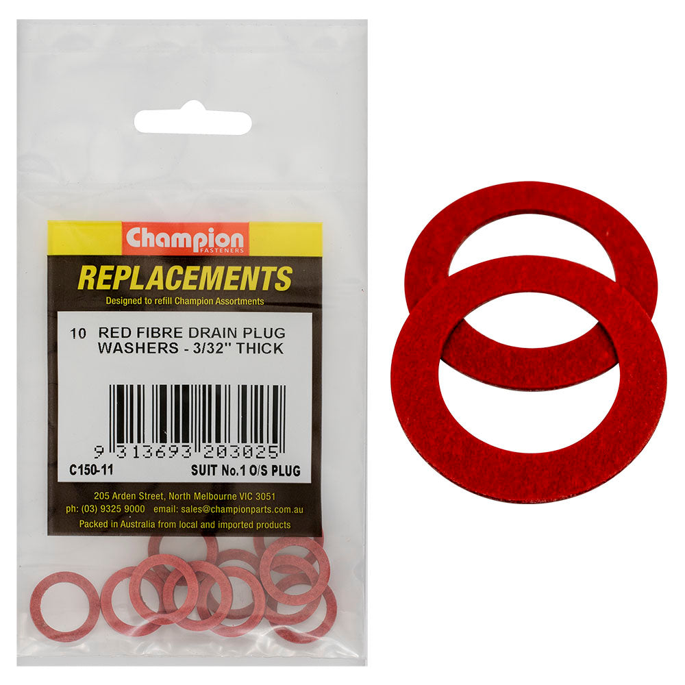 Champion 1/2 +.028 X3/4 X3/32In Red Fibre (Sump) Washer-10Pk