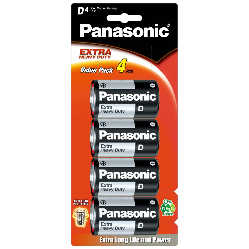 Panasonic D Battery Extra Heavy Duty (4Pk)