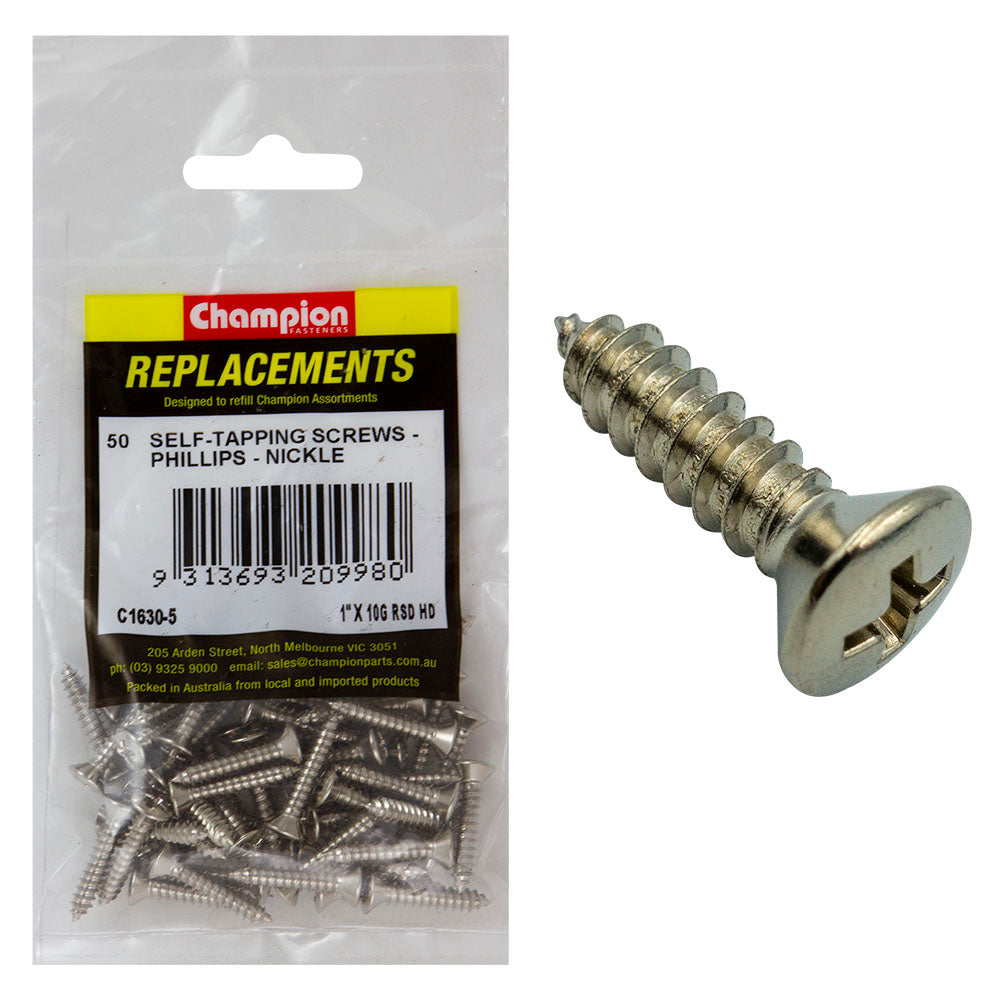 Champion 10G X 1In S/Tapping Screw Rsd Hd Phillips -50Pk