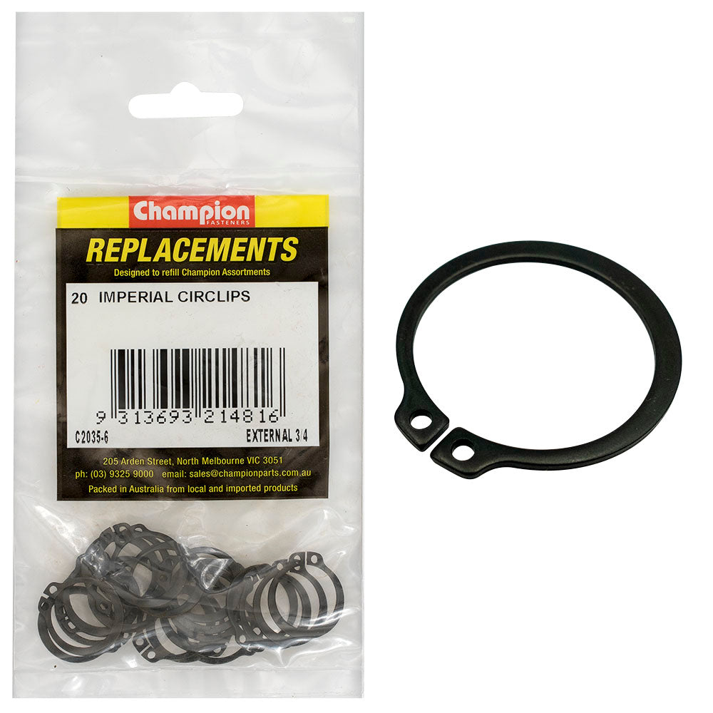 Champion 3/4In Imperial External Circlip -20Pk