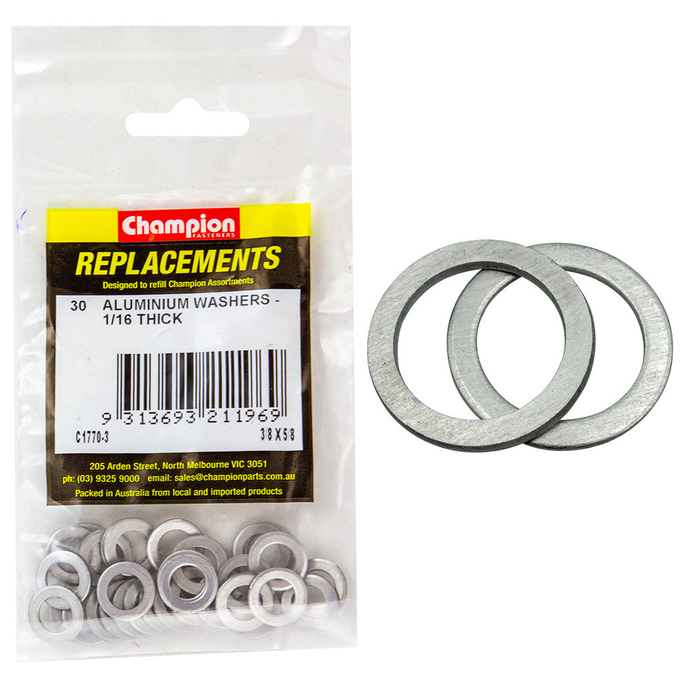 Champion 3/8In X 5/8In X 1/16In Aluminium Washer -30Pk