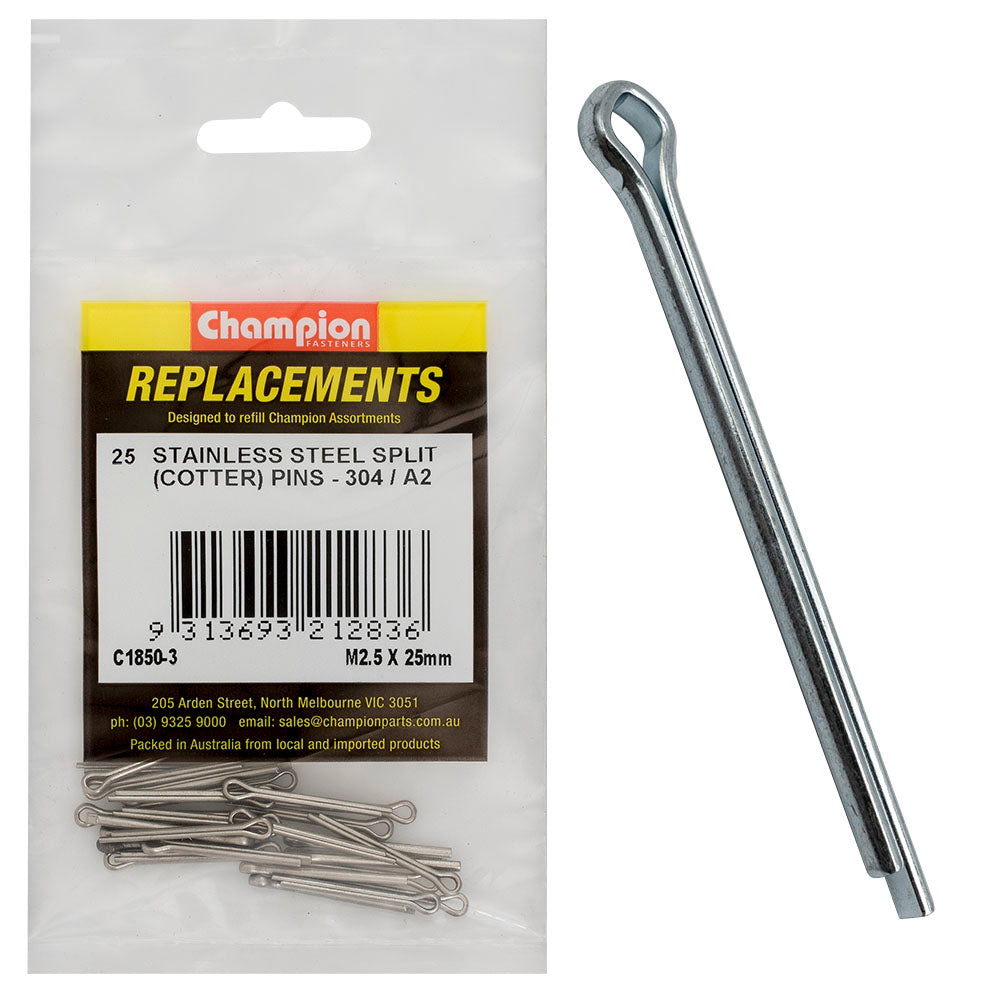 Champion 2.5 X 25Mm Stainless Split (Cotter) Pin 304/A2-25Pk