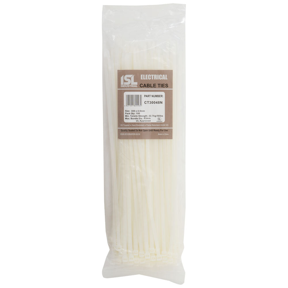 ISL 300 x 4.8mm Nylon Cable Tie - Nat. - 100pk