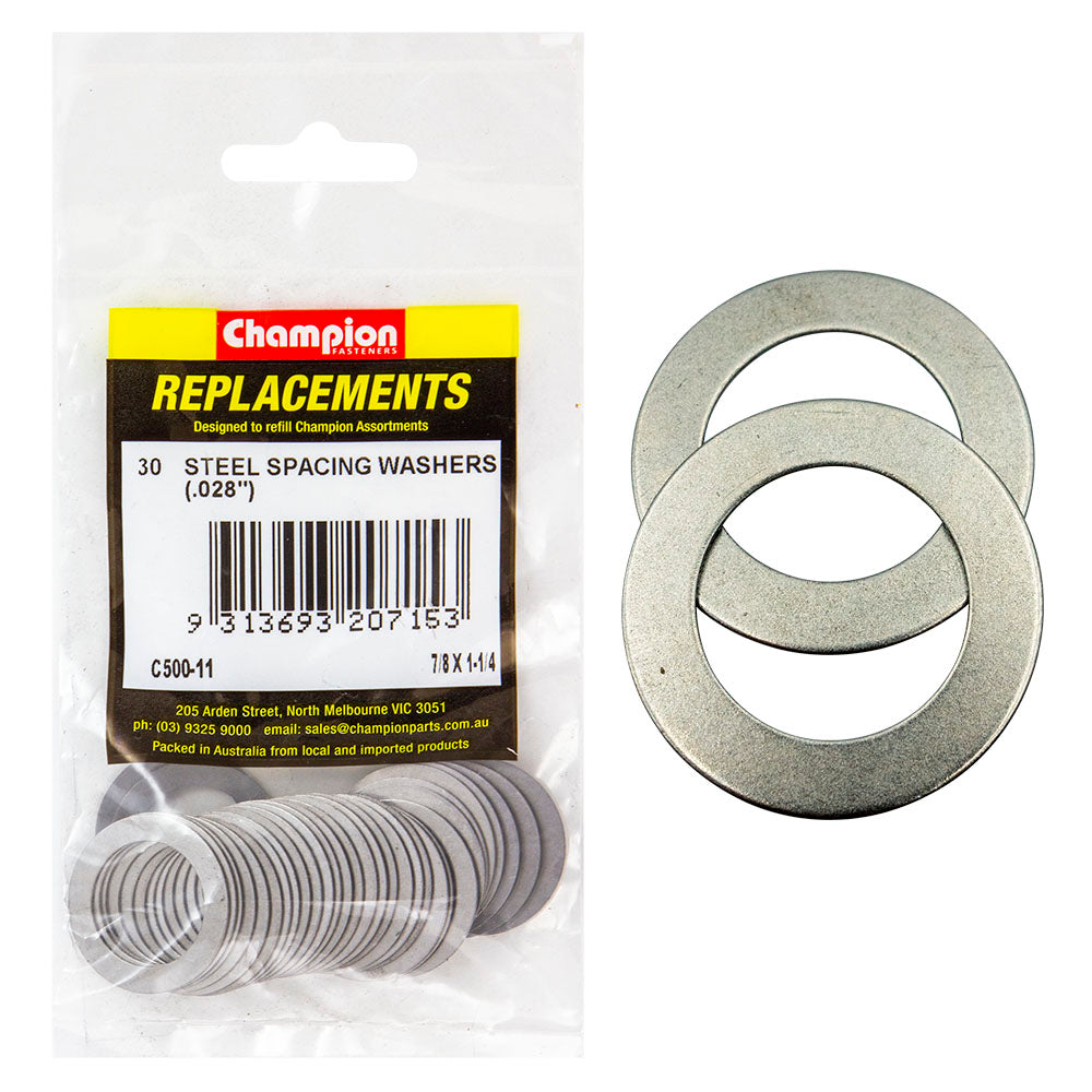 Champion 7/8 X 1-1/4 X 1/32In(22G) Steel Spacing Washer-30Pk