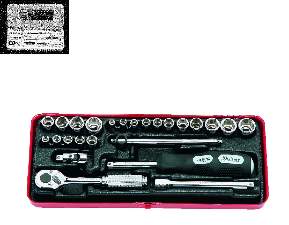 Koken 2201Am Socket Set 6Pt 25Pc 1/4" Dr 3/16-1/2" & 4-13Mm