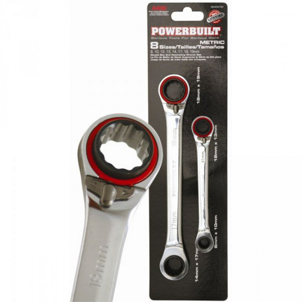 2Pc 4-In-1 Metric Reversible Gear Spanner Set