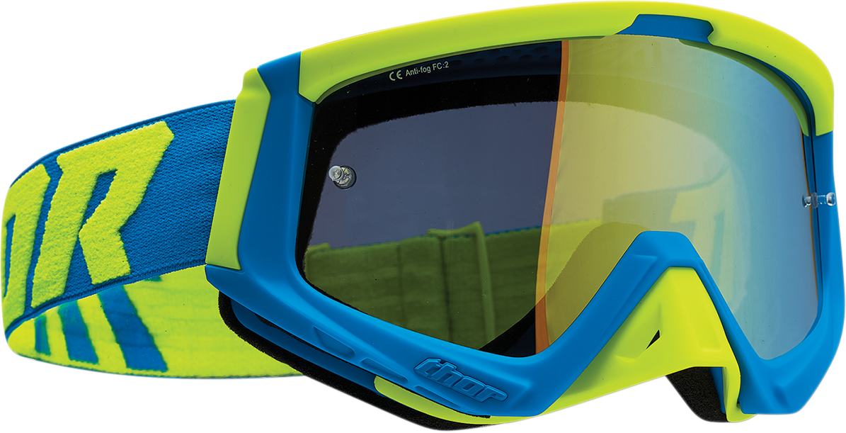 Thor Mx Goggles S23 Sniper Blue Flo Acid Inc. Spare Clear Lens ##