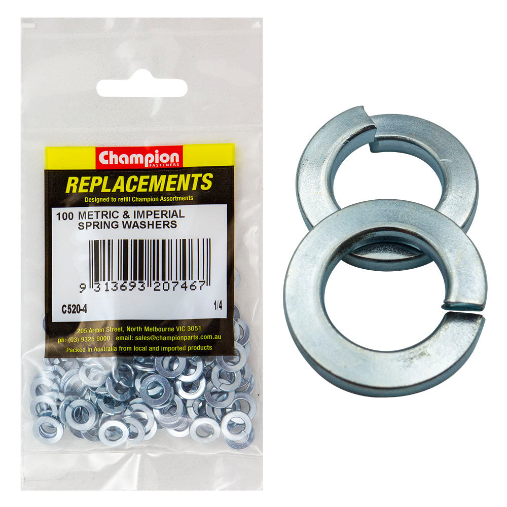 Champion 1/4In Flat Section Spring Washer -100Pk