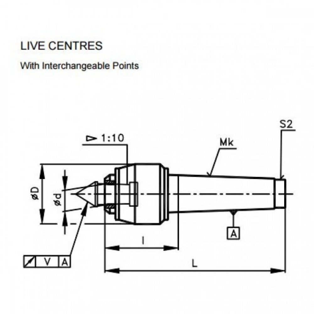 4Mt Live Centre With Interchangeable Points