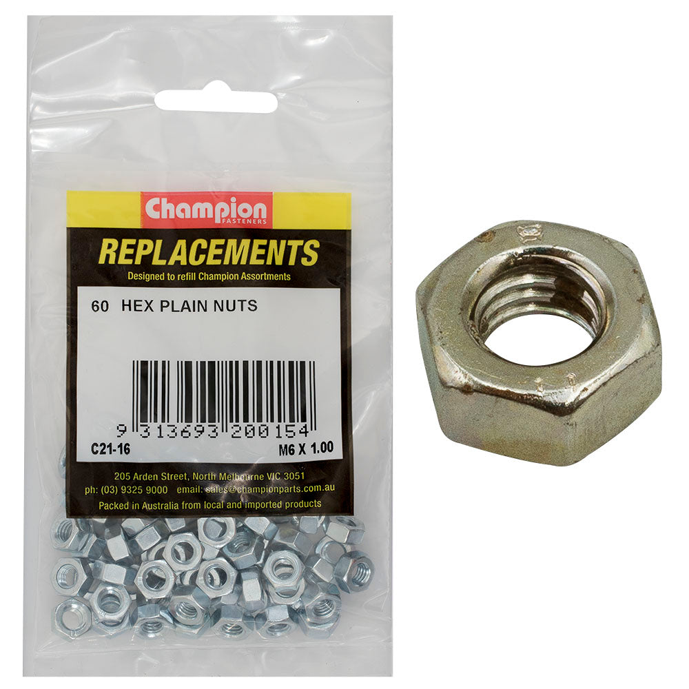 Champion M6 X 1.00 Hexagon Nut -60Pk