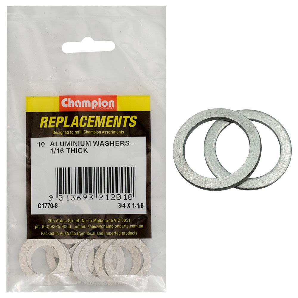 Champion 3/4In X 1-1/8In X 1/16In Aluminium Washer -10Pk