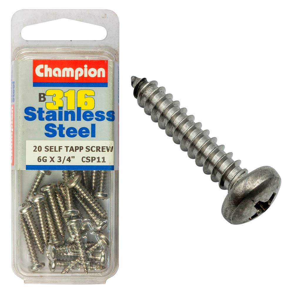 Champion 316/A4 S/Tap Set Screw - Pan 6G X 3/4In (B)