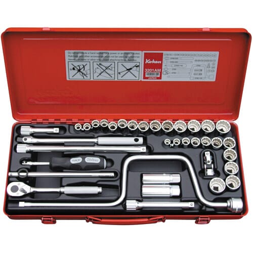 Koken 3201Am Socket Set 12Pt 36Pc 3/8"Dr 5/16-7/8" & 9-22Mm