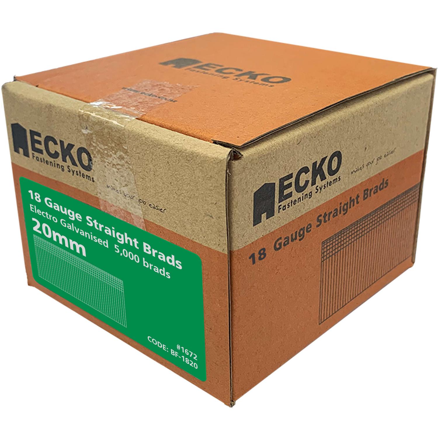 Ecko Straight Brads 20 X 1.2Mm Galvanised (5000 Box)