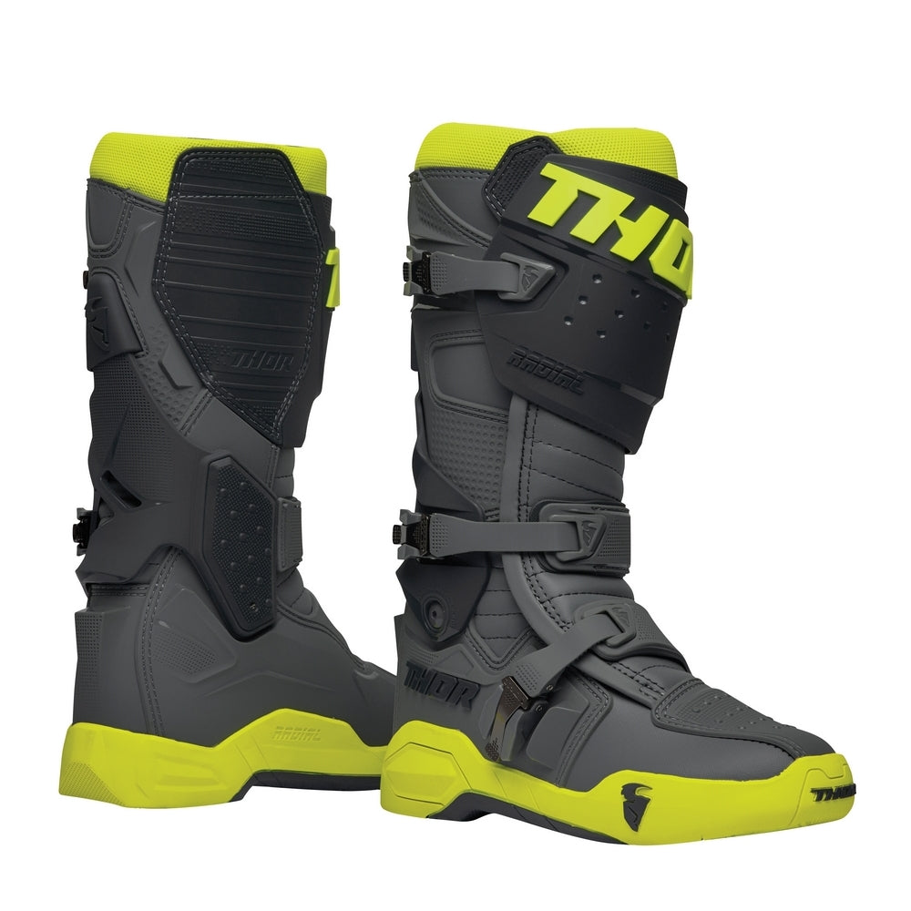 Motorcross Boots Thor Mx Radial Mens Grey Fluro Yellow Size 8