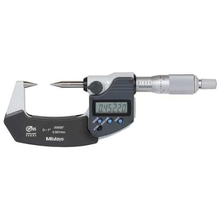 Mitutoyo Digimatic Point Micrometer 0-1"/0-25Mm With 30 Degree Points Ip65 Coolant Proof